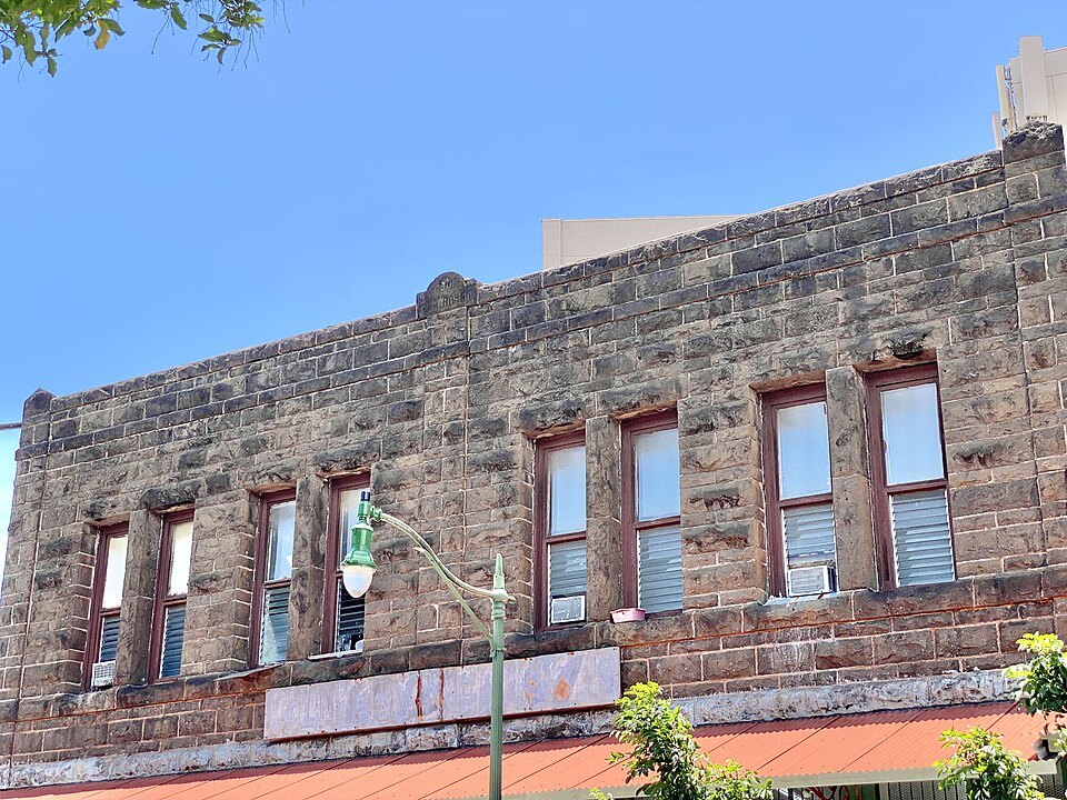 The stone front of the E. C. Winston Block on King Street