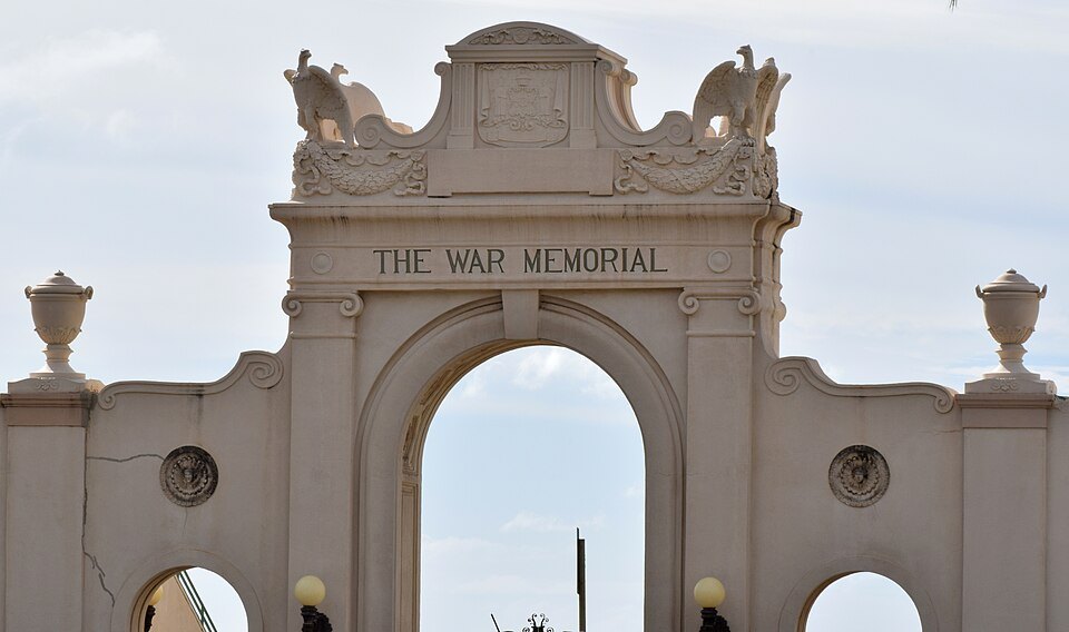 The memorial arch over the Natatorium's entrance