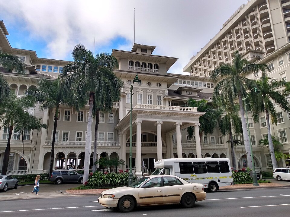 The Moana Surfrider's front on Kalākaua Avenue