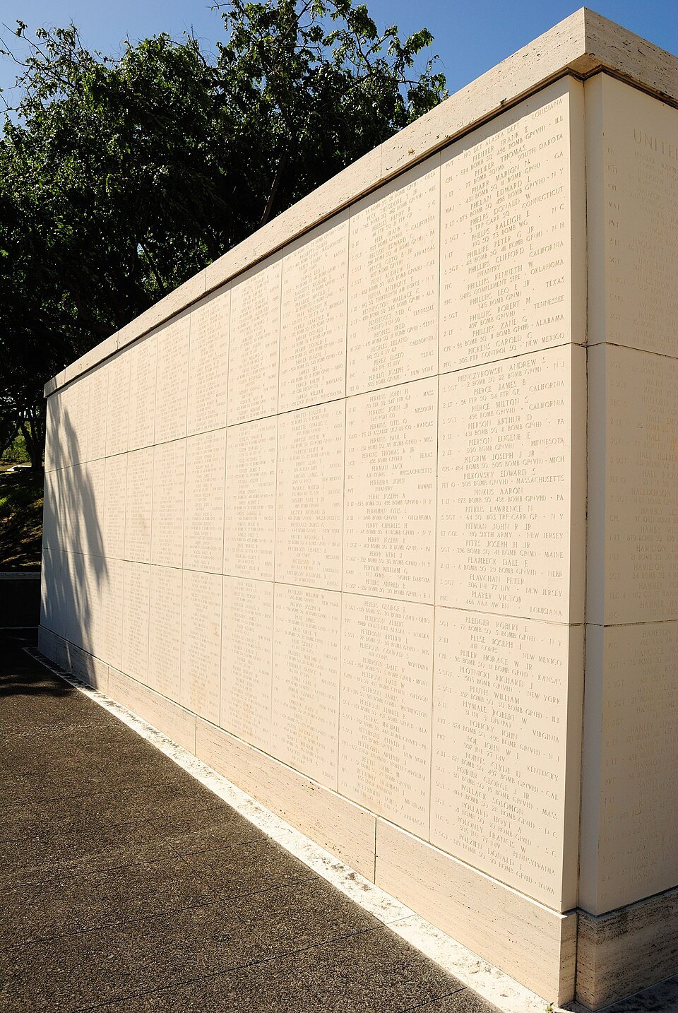 A marble wall of the Courts of the Missing