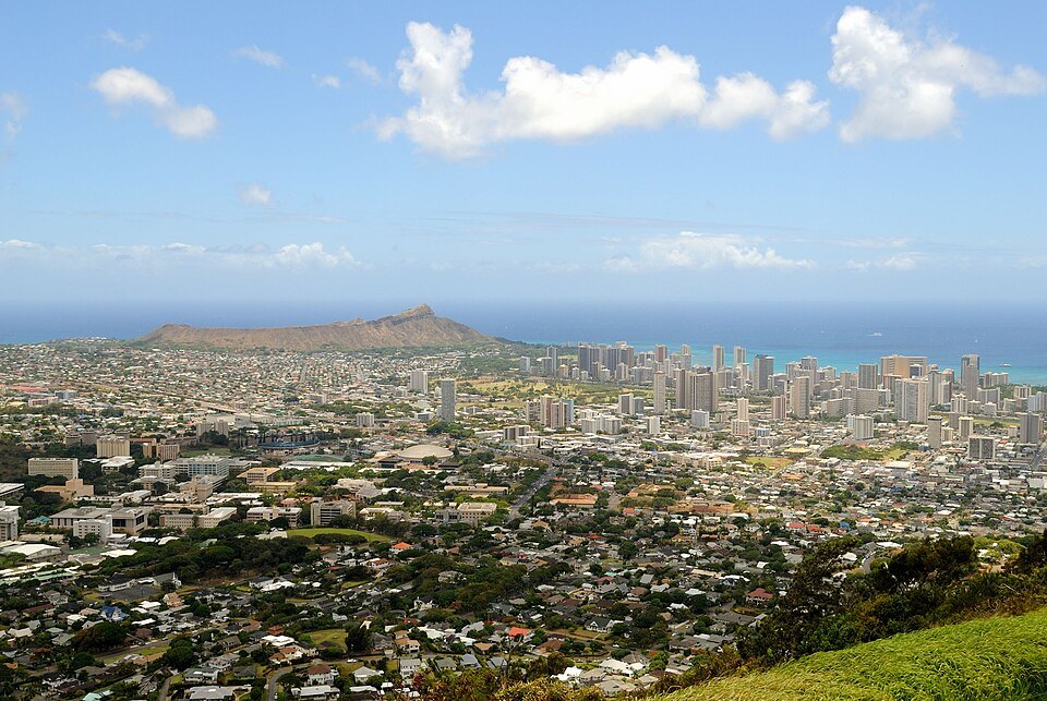 Diamond Head and the city from the Round Top lookout