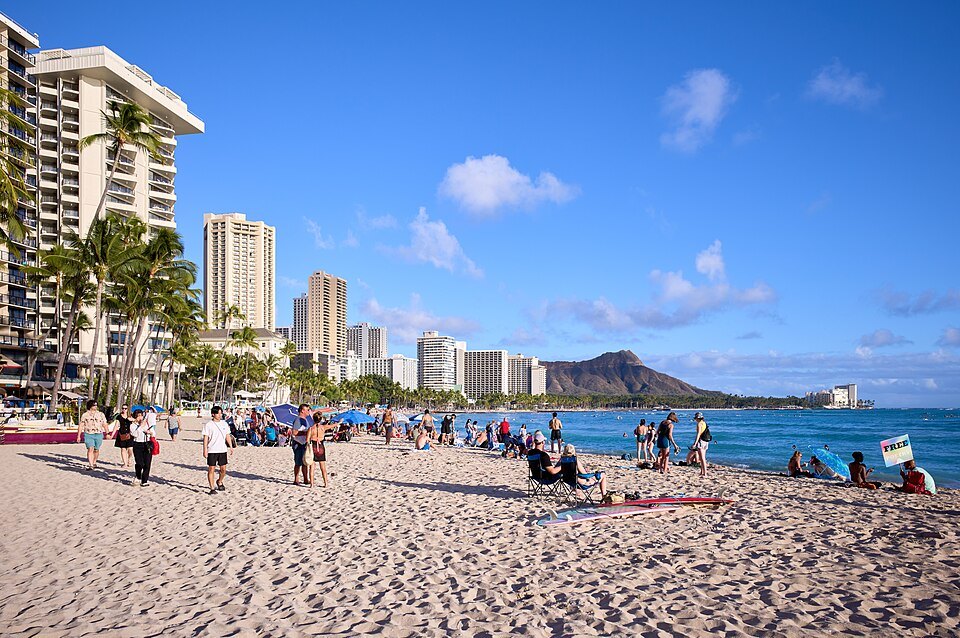 Waikīkī Beach, with Diamond Head at its eastern end